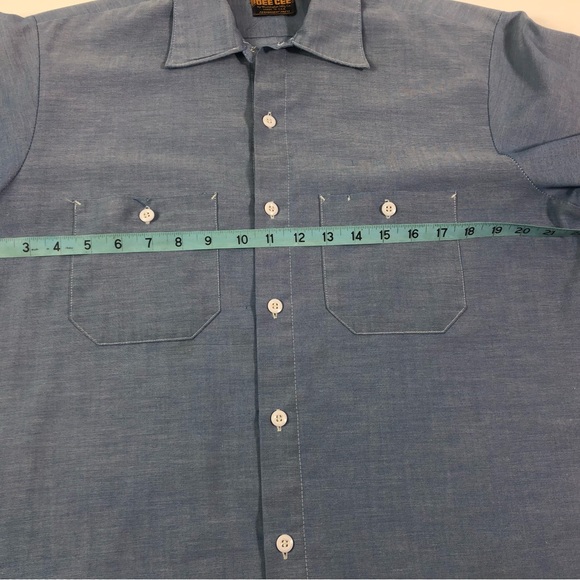 Vintage 70s Dee Cee Chambray Made in USA 1970s Workwear Men's Work Shirt - Picture 10 of 10